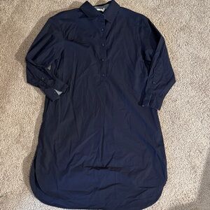 Casual Navy Button Down Shirt Dress